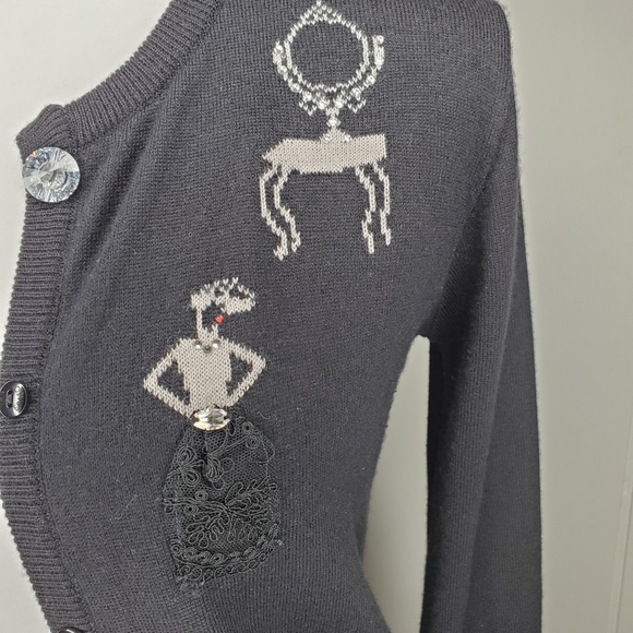 Era Erato Silk Cashmere Black Button Up Cardigan Sweater Made in Germany Sz 36. - Picture 3 of 11